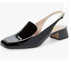 YDN Black Square Toe Block Low Heels Slingback Formal Loafer Dressy Shoes Office